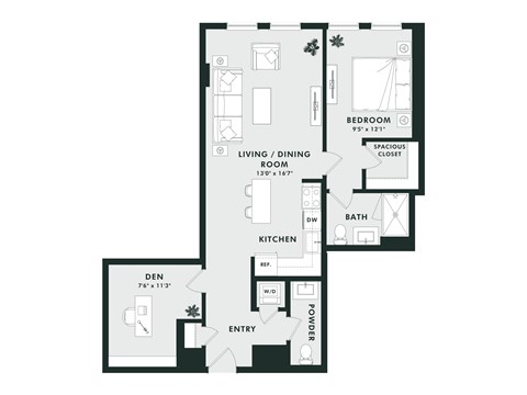 A black and white image of a floor plan for a home.